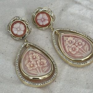 Amadeo Floral Cameo Teardrop Earrings